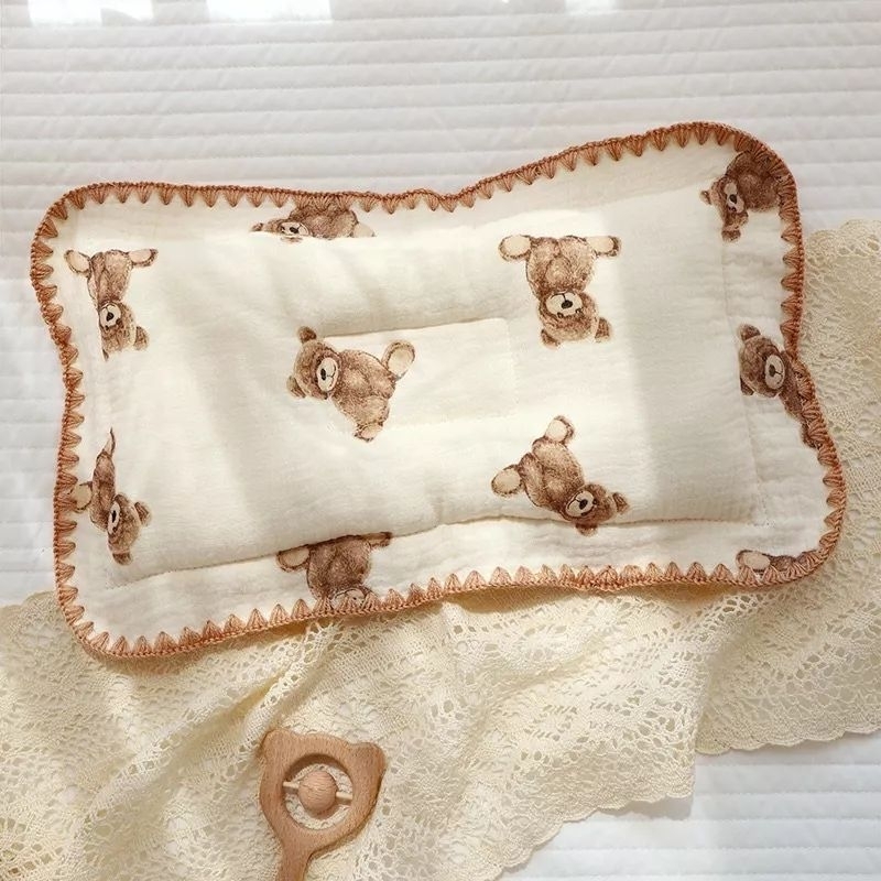 Gối Xô Sơ Sinh / Gối Xô Lõm Muslin Chống Méo Đầu Siêu Mềm , Siêu Thấm Hút Phong Cách Hàn Quốc Cho Bé / Nhiều Mã Viền