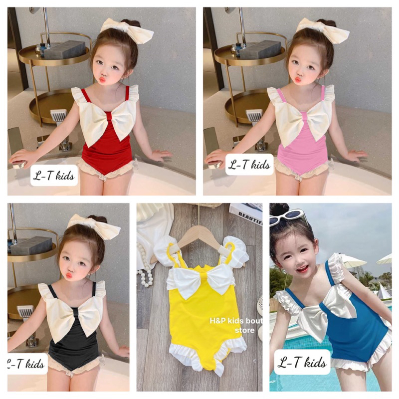 Bộ đồ bé gái nơ ngực xinh tươi