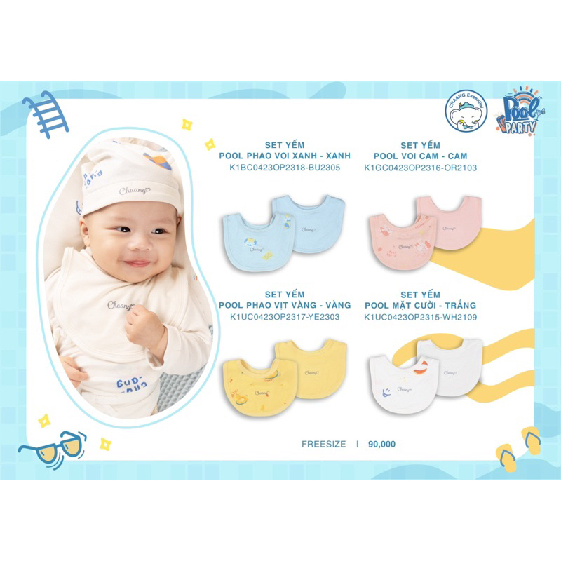 Chaang set 2 yếm tròn cho bé sơ sinh Chaang Pool SS2023D07