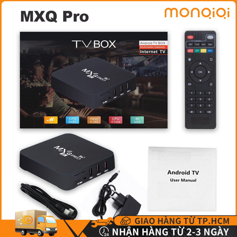 Android TV Box MXQ PRO 4K bản 8G+128GB Tiếng Việt Wifi 5G, Android 11.1 Đã cài sãn 300 kênh, YouTube, Chorme...vv