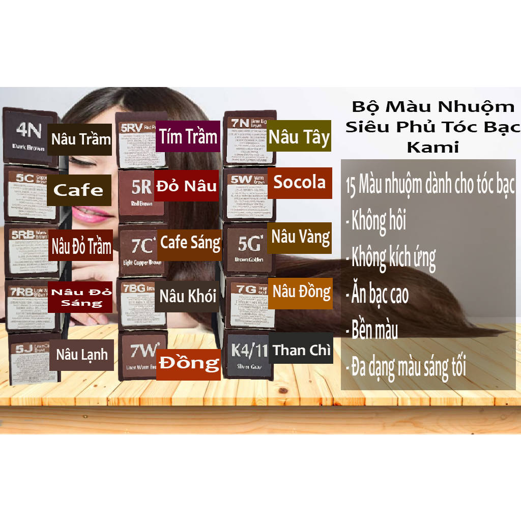 Thuốc Nhuộm Phủ Tóc Bạc Kami 100ml (Giá Sỉ Không Kèm oxy)