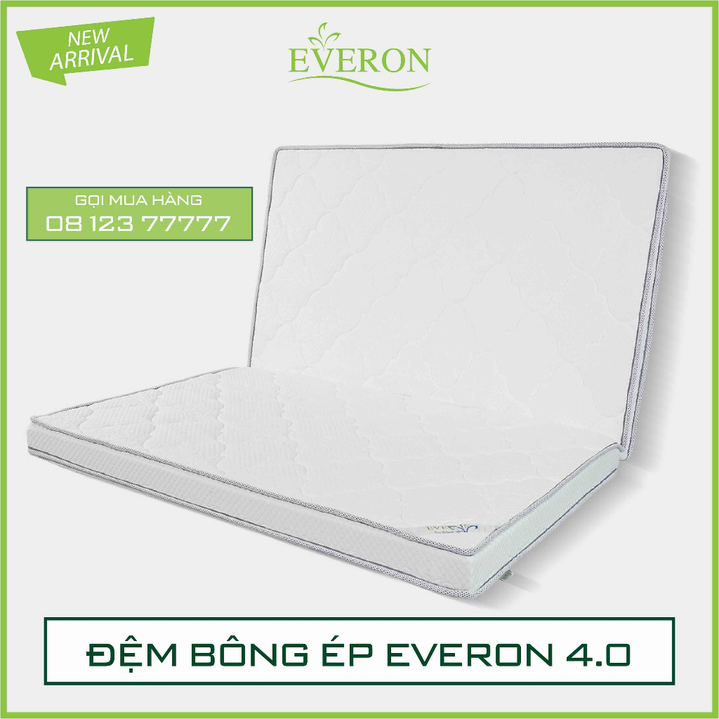 ĐỆM BÔNG ÉP EVERON 4.0 GẤP 2 - VỎ CHẦN BÔNG ÊM ÁI - HÀNG CHÍNH HÃNG