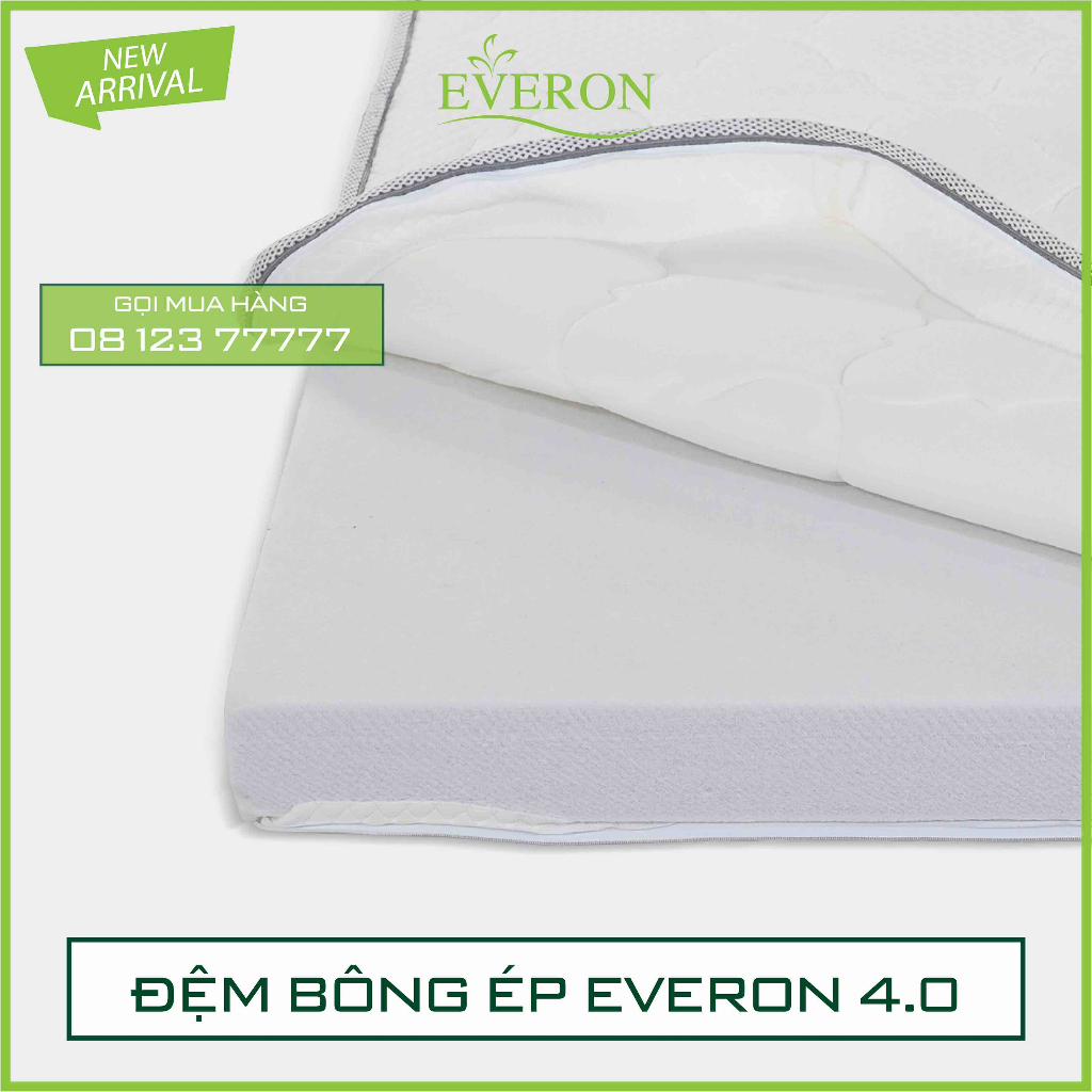 ĐỆM BÔNG ÉP EVERON 4.0 GẤP 2 - VỎ CHẦN BÔNG ÊM ÁI - HÀNG CHÍNH HÃNG