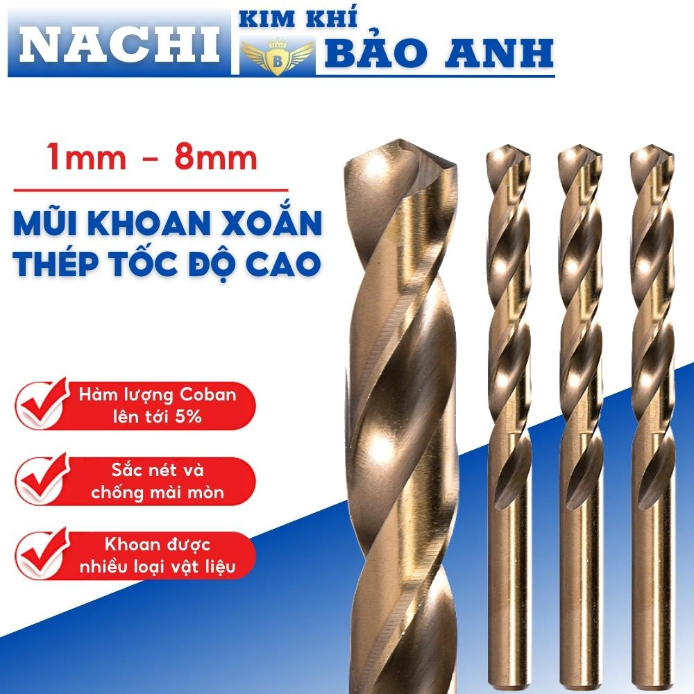 Mũi khoan inox đa năng NACHI Nhật Bản 1mm - 8mm, mũi khoan bê tông, sắt, gỗ chính hãng - Dùng được cho nhiều loại máy