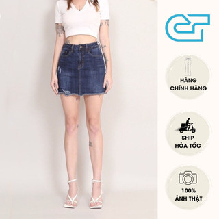 Chân váy jean chữ A co giãn tua gấu CP51, CT JEANS