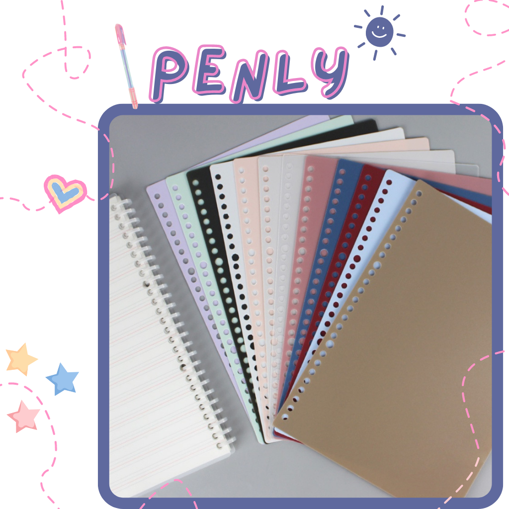 Bìa sổ còng nhiều màu A4 B5 A5 Penly shop Bìa nhựa đã đục 30 26 20 lỗ loại dày 0.65mm làm sổ còng bu