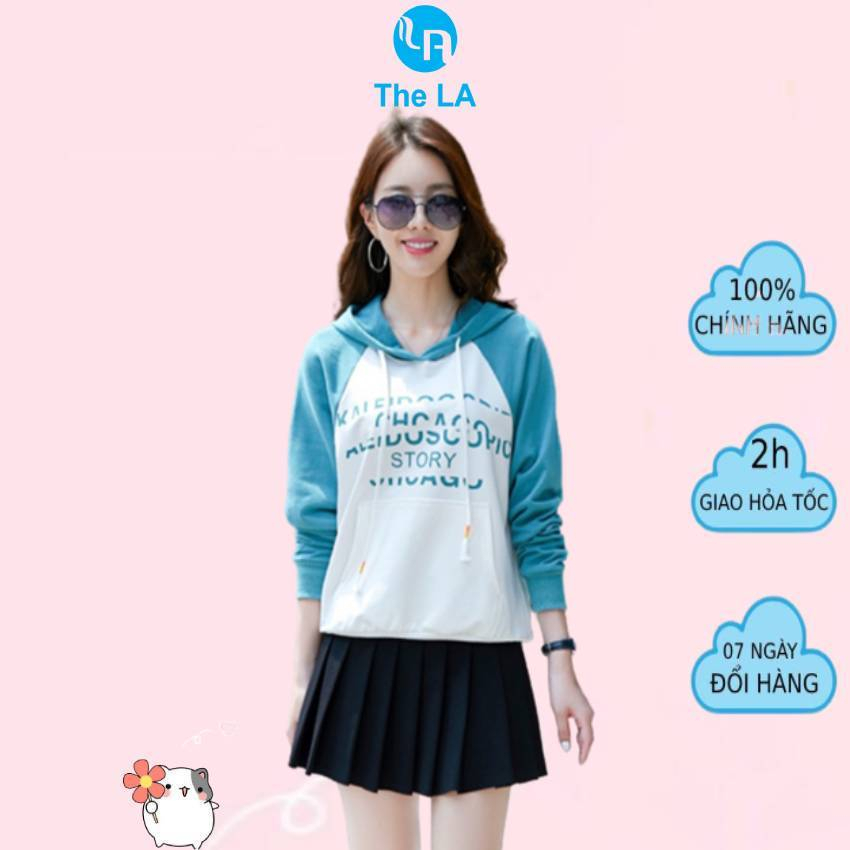 Áo Hoodie nữ Form Rộng THELA , Áo Thun Nữ tay dài, Áo Thun nữ tay dài có mũ phong cách trẻ trung RZM48