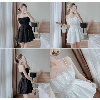 Đầm xếp ly cúp ngực dây cườm có mút phối voan chất xốp