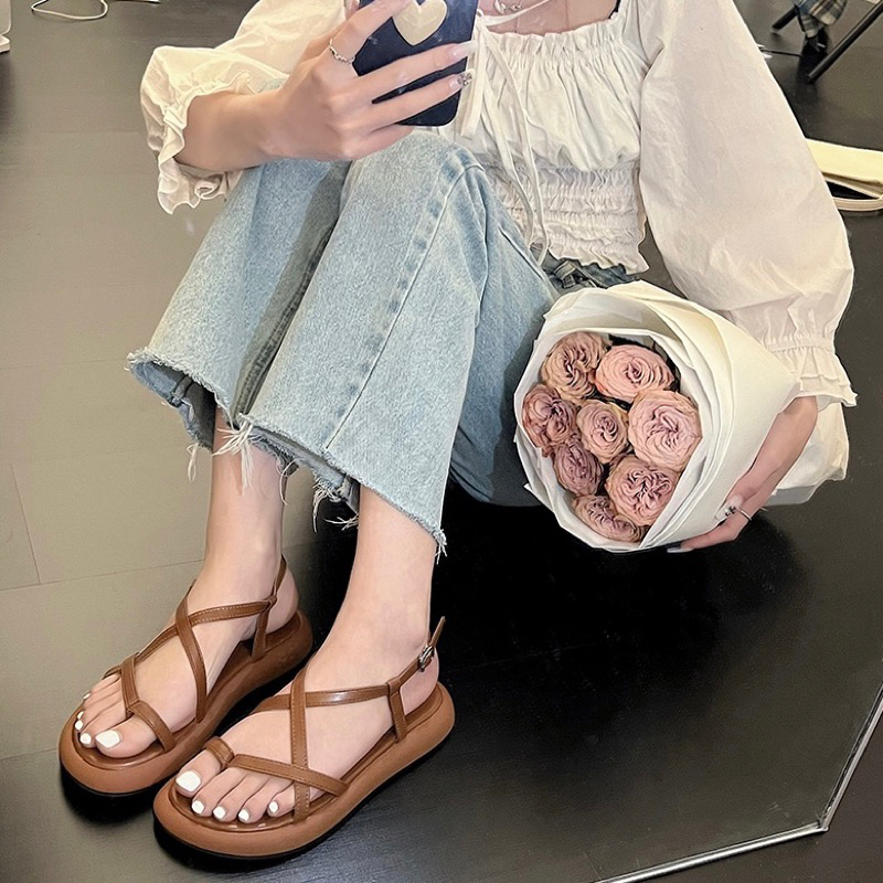Sandal nữ xỏ ngón quai mảnh đế bằng thời trang