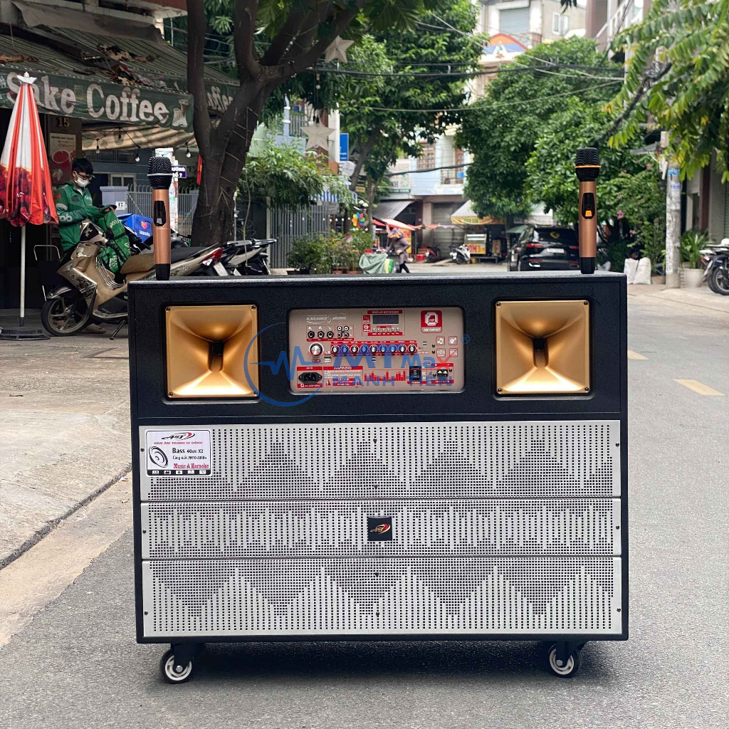 Loa Kéo AT T6800 - 2 Bass 40 Công Suất Lớn kèm 2 Micro, Phù Hợp Cho Các Chương Trình Diễn Ra Ngoài Trời
