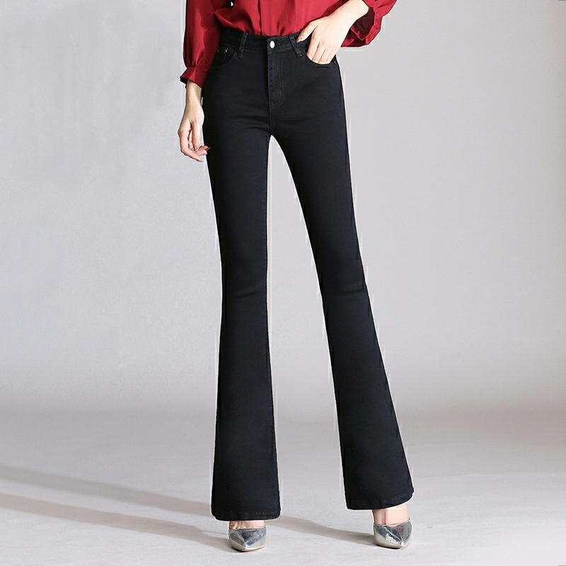 Quần Jeans Nữ Ống Bass Lưng Cao Cotton 100% Co Giãn 4 Chiều Hàng Công Ty Thiết Kế