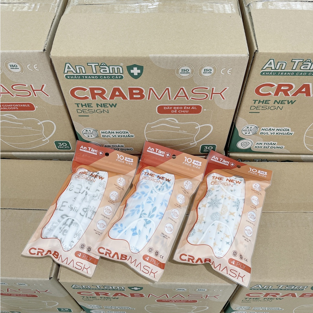 Thùng 300 Khẩu trang con cua người lớn, khẩu trang cua AN TÂM 4 lớp kháng khuẩn