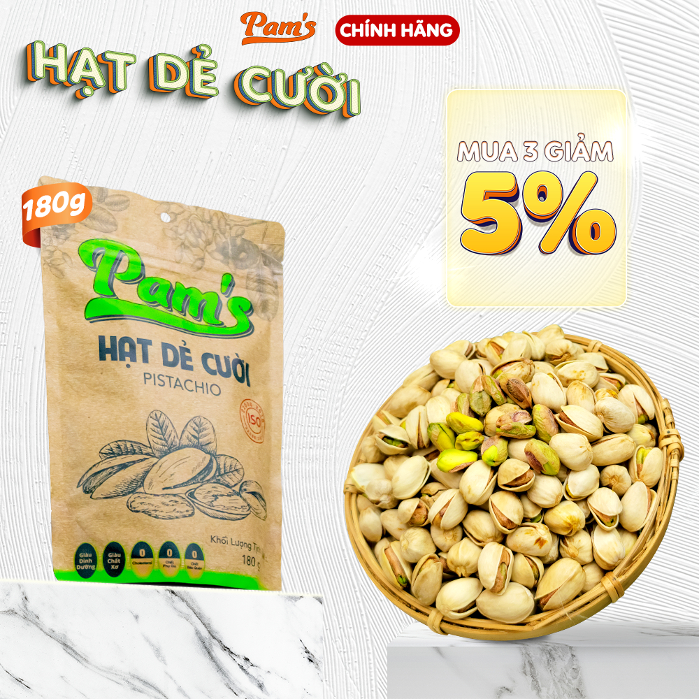 Hạt Dẻ Cười Nhập Khẩu Mỹ Pams(180g/túi) Rang Mộc Béo Bùi Giòn Thơm, Không Tẩy Trắng