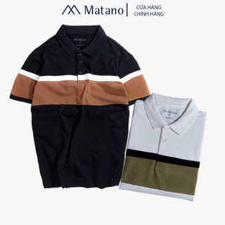 Áo polo nam cổ trụ bẻ MATANO PO033 phối sọc, tay ngắn đẹp, vải cá sấu thấm mồ hôi, thoáng mát, co giãn