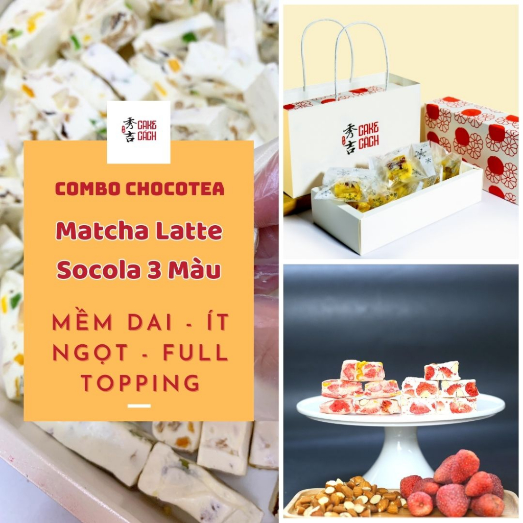 Combo Kẹo Nougat Chocotea | Chocolate Nho Matcha Latte Siêu Hạt làm từ Đường Tảo