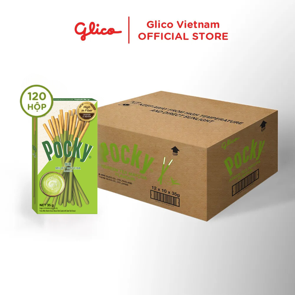 Bánh que phủ kem dâu GLICOPocky vị trà xanh Matcha 35G