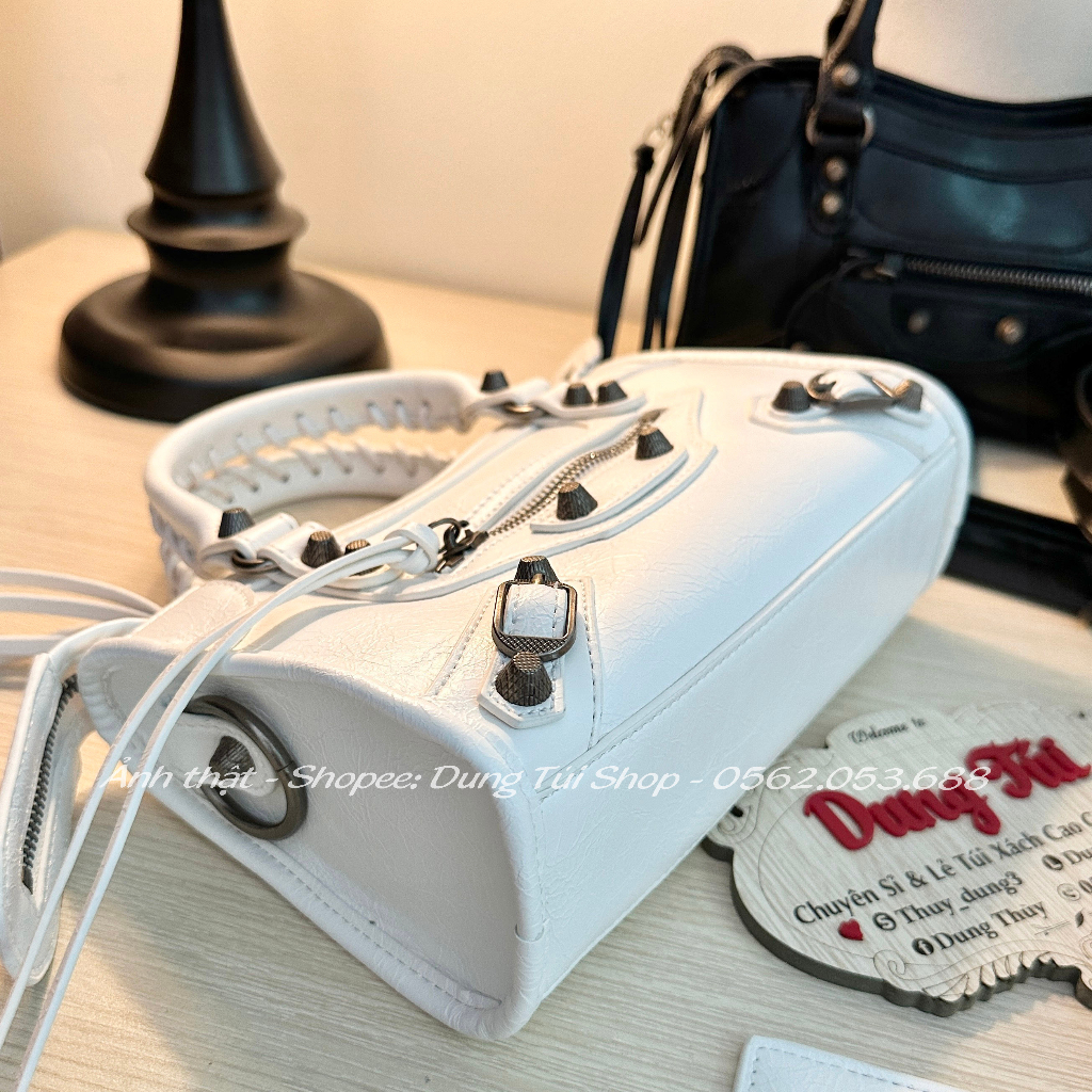 Túi nữ BaIen size 24 kẹp nách + đeo chéo kèm gương soi chất da vân dày dặn full màu