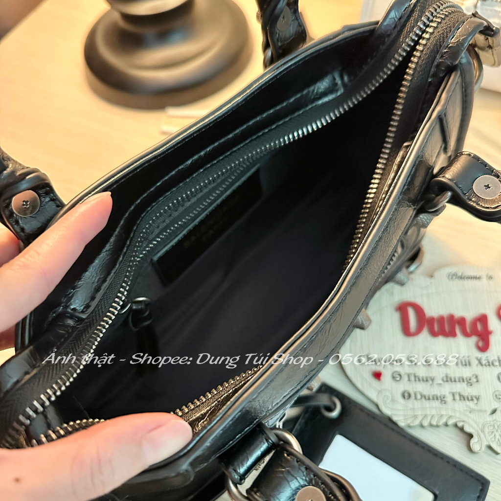 Túi nữ BaIen size 24 kẹp nách + đeo chéo kèm gương soi chất da vân dày dặn full màu