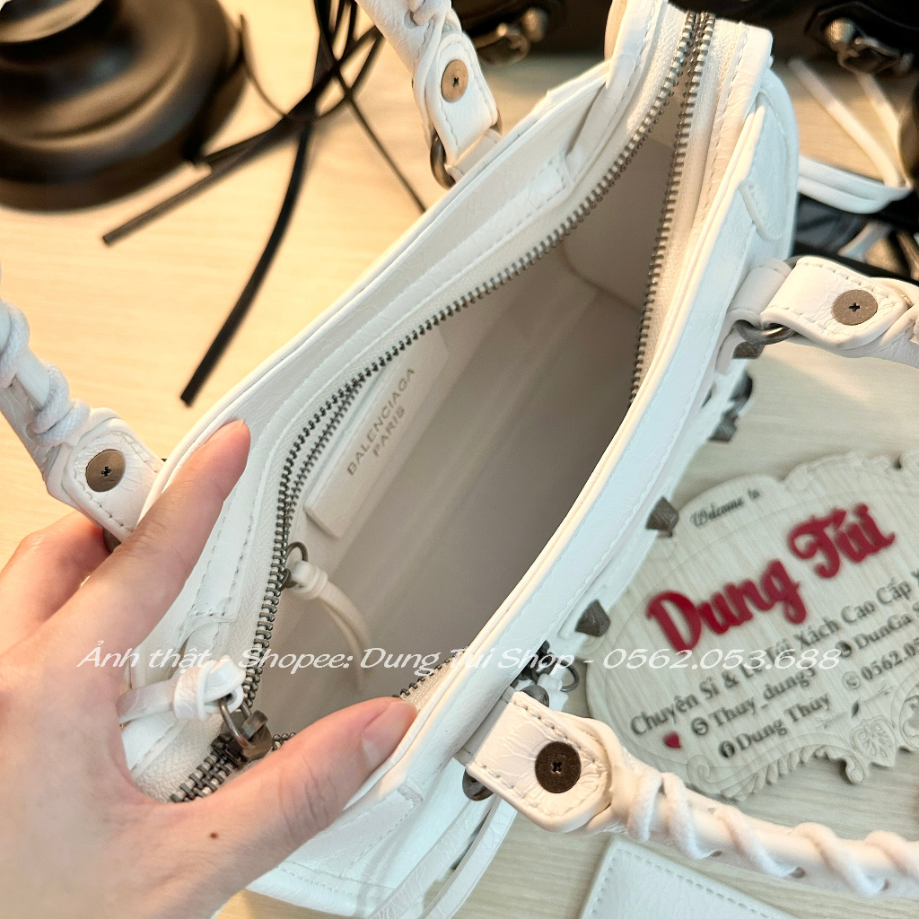 Túi nữ BaIen size 24 kẹp nách + đeo chéo kèm gương soi chất da vân dày dặn full màu
