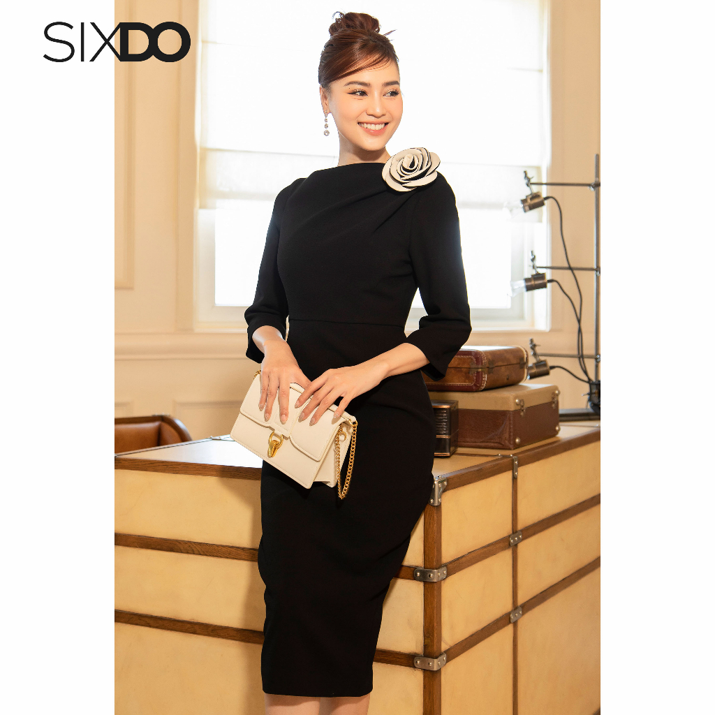 Đầm bút chì cổ thuyền sang trọng SIXDO