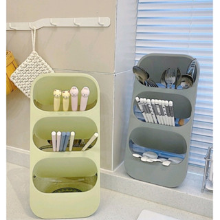  0079 Hộp Đựng Muỗng Đũa 3 Ngăn,Nhựa Trong Suốt 