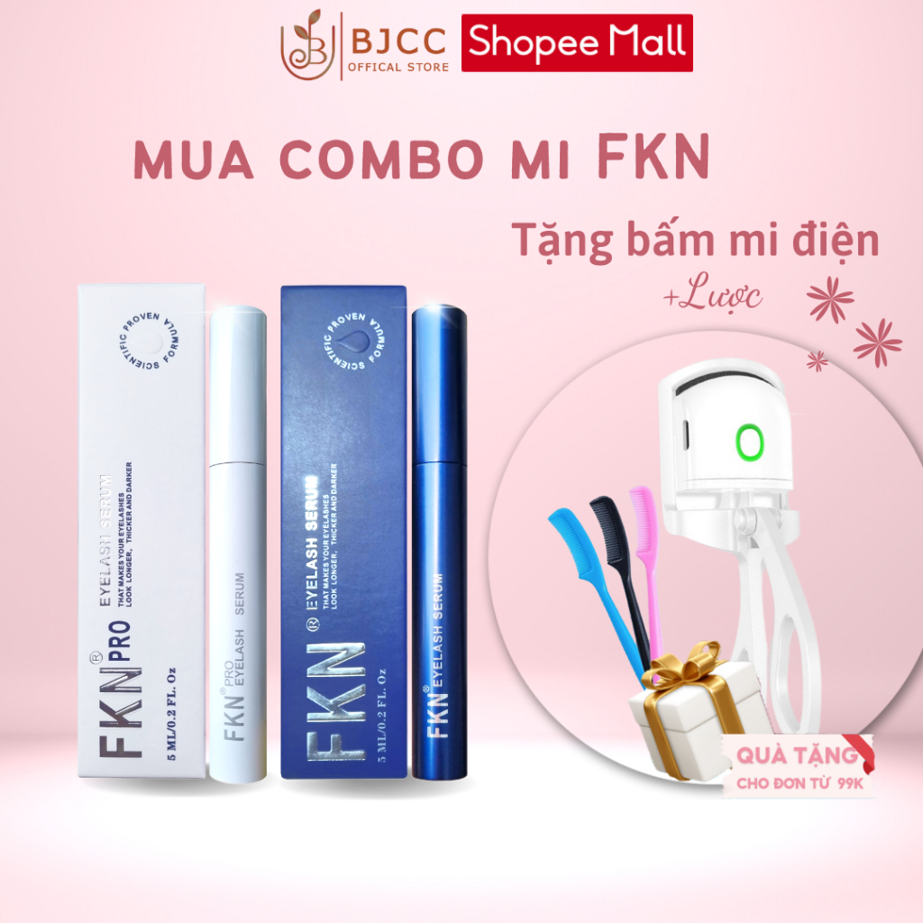 Combo serum dưỡng mi FKN Dưỡng mi toàn diện dài dày khỏe đẹp nhanh chóng an toàn - tặng 1 kẹp mi điện