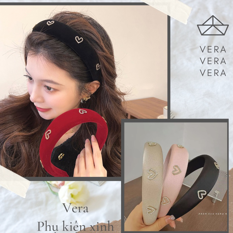 Cài tóc đính đá cute, băng đô họa tiết cho nữ