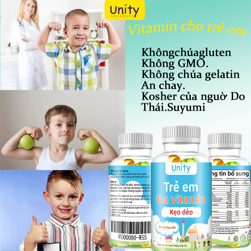 Kẹo gấuvị trái cây bổ sung Vitamin tổng hợp cho trẻ em Multivitamin 60 viên Hỗ trợ tăng sức đề kháng