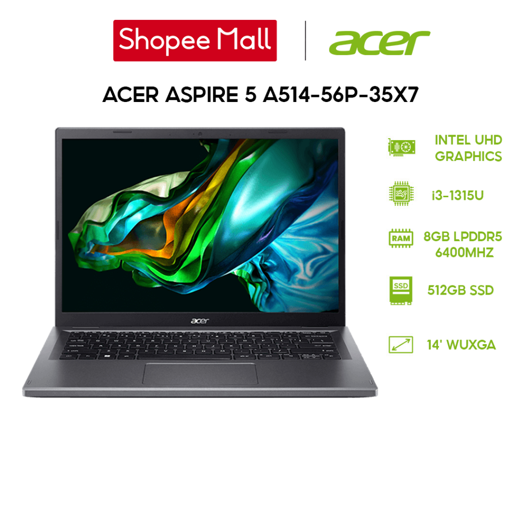 Laptop Acer Aspire 5 A514-56P-35X7 i3-1315U | 8GB | 512GB |Intel UHD Graphics | 14' WUXGA
