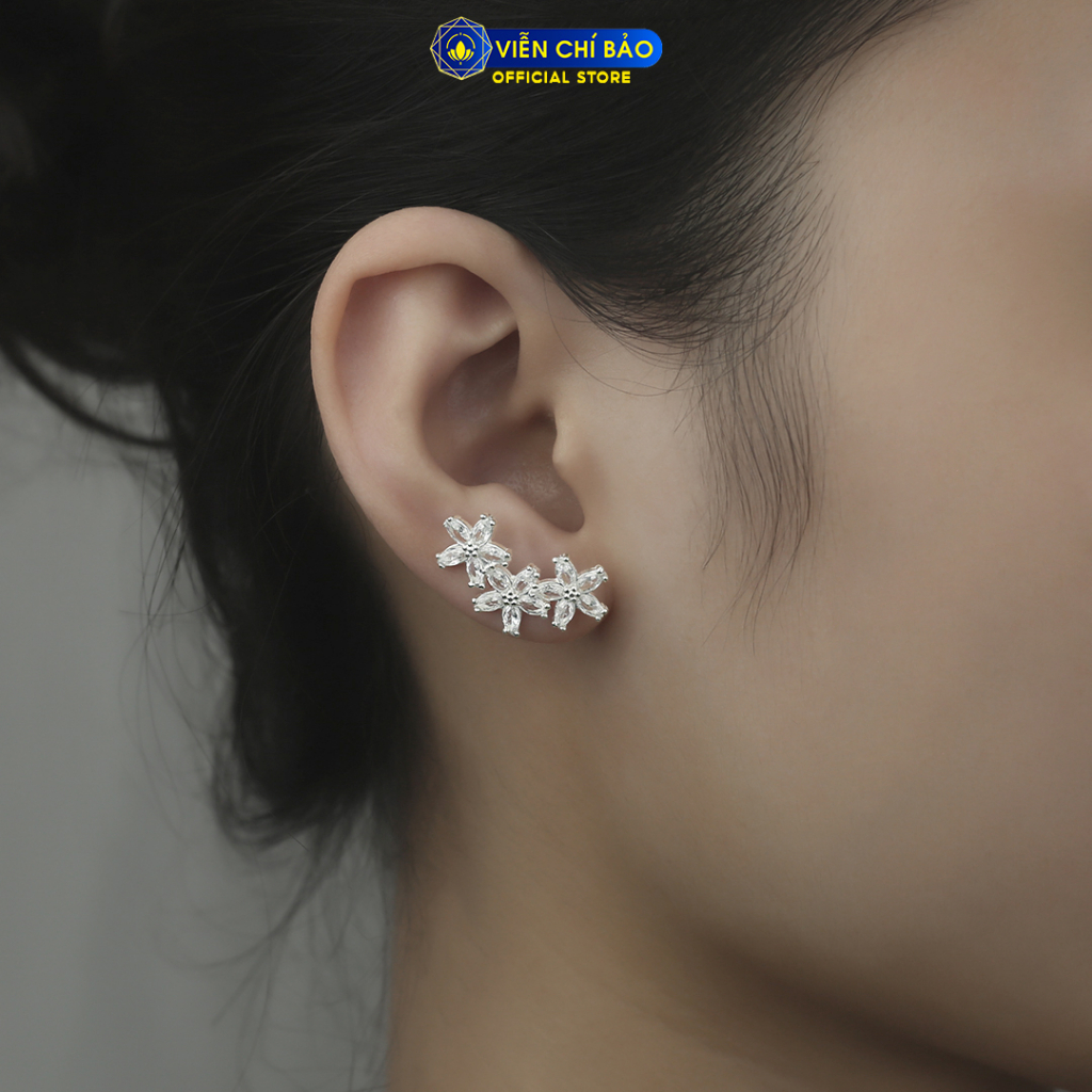 Bông tai bạc nữ Hoa lan chất liệu bạc 925 thời trang phụ kiện trang sức nữ Viễn Chí Bảo B400521