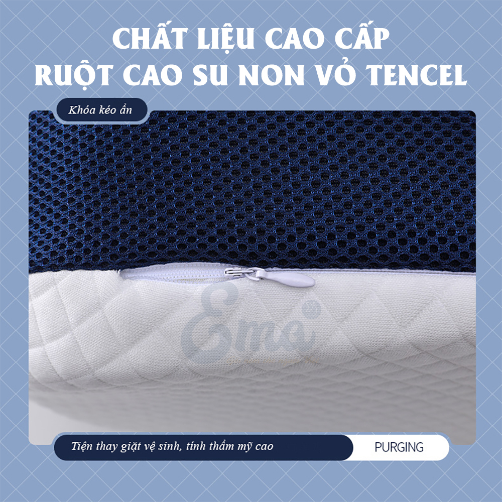 Gối công thái học EMA - Thiết kế cho mọi tư thế ngủ, chống đau cổ vai gáy, chống ngáy, chất liệu cao su non