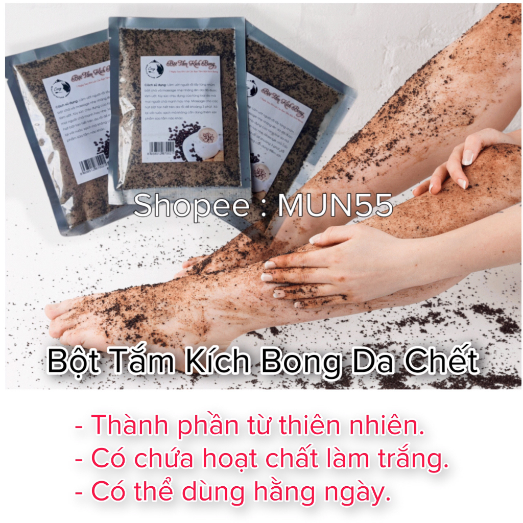 Bột kích bong da non lần 2 sau lột - muối tẩy da chết cà phê - có kích trắng