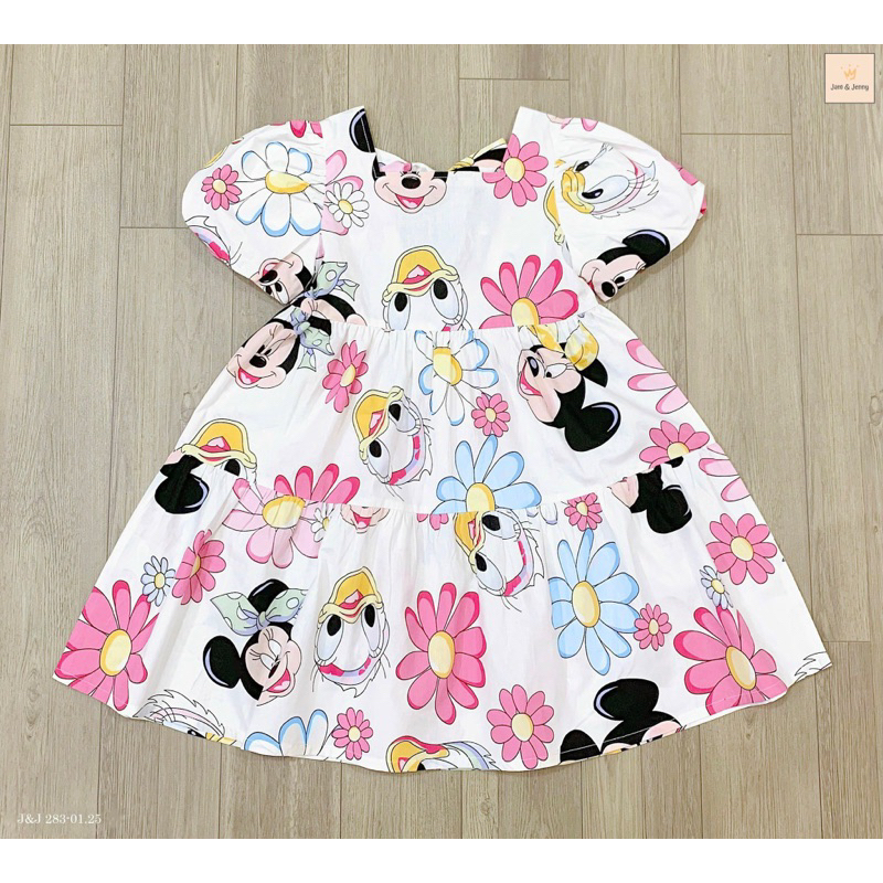 Đầm váy Babydoll bé gái mickey hoa 2 màu V2313