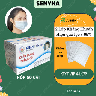 Khẩu trang y tế trắng 4 lớp kháng khuẩn Hộp 50 cái Khánh An_KAKTL1O