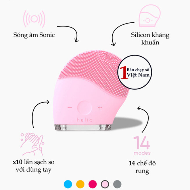 [KÈM QUÀ] Máy Rửa Mặt Và Massage Thông Minh Halio Facial Cleansing & Massaging Device - 5 Màu