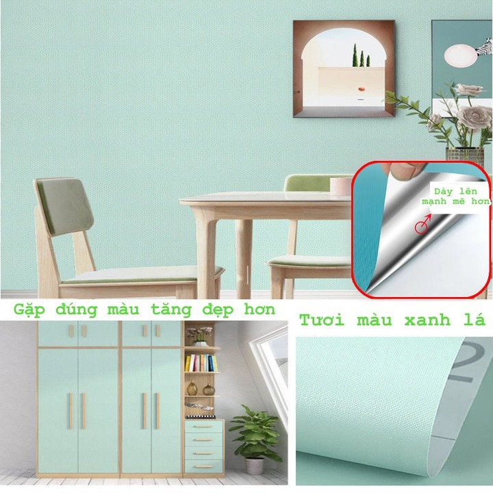 Giấy dán tường một màu Decal Dán Tường Màu 10m Trơn có Keo Sẵn Thời Thượng Trơn Nhám nhiều màu keo sẵn chống nước tốt
