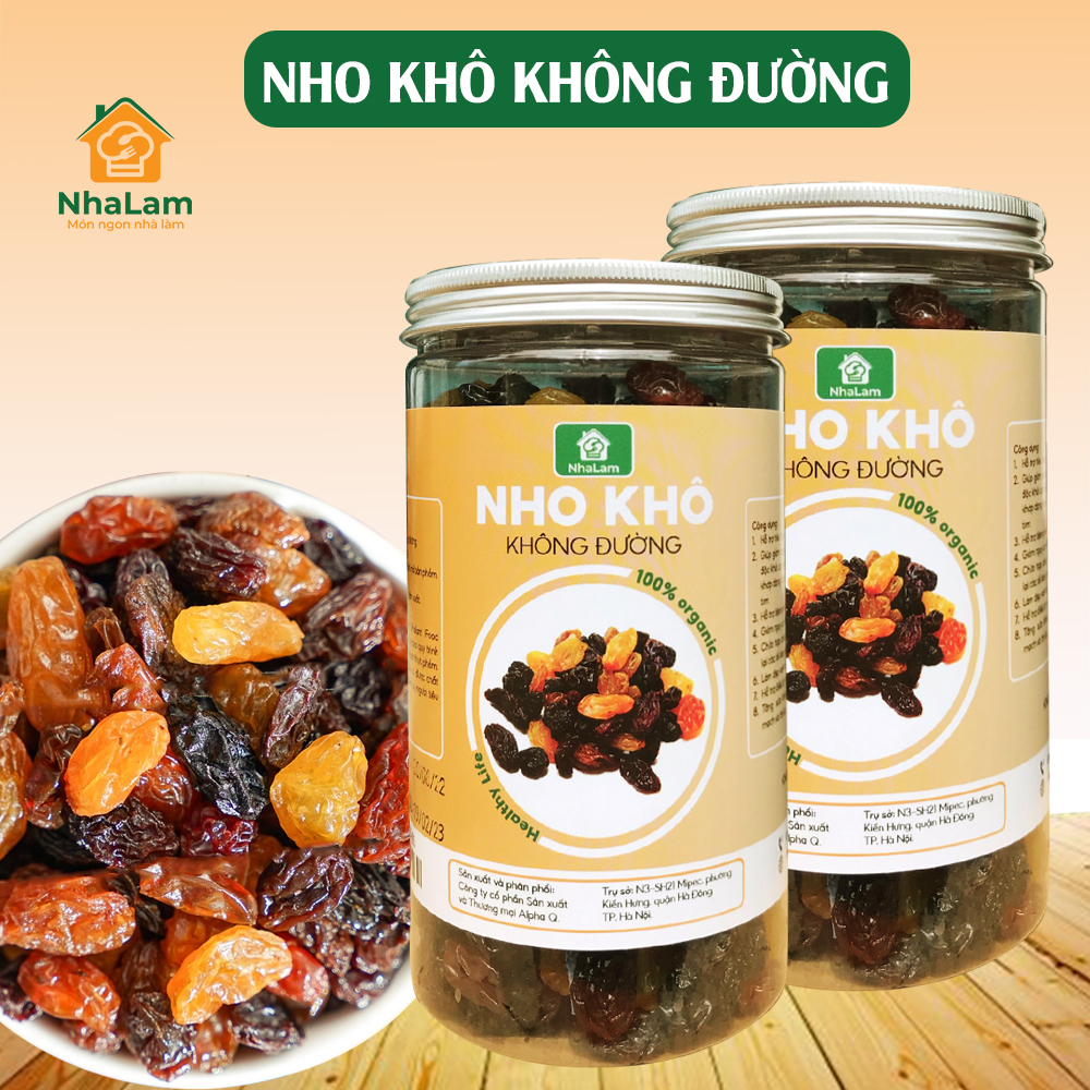 Nho Khô Sấy Không Đường Mix 3 Loại Nho Đen, Vàng, Đỏ NHALAM FOOD