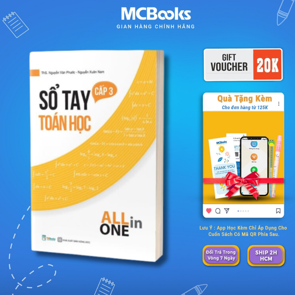 Sách - Sổ tay toán học cấp 3 - All in one Mcbooks