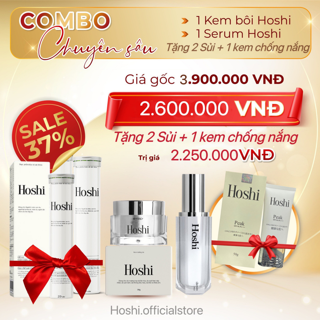 Bộ 4 sản phẩm Hoshi Nhật Bản mờ nám, trắng da Chuyên Sâu TẶNG kem chống nắng