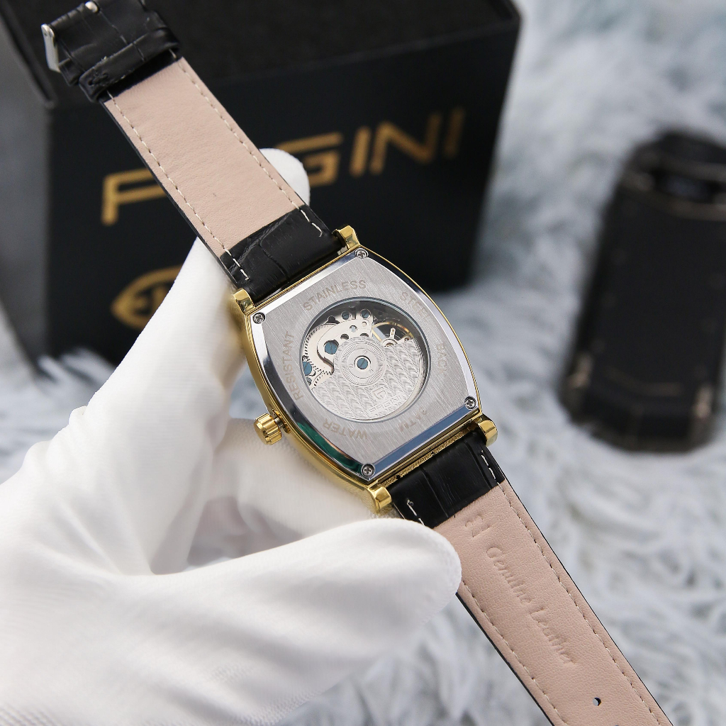 Đồng Hồ Nam Cơ Pagini Mặt Vuông - Dây Da, Lộ Máy Cao Cấp