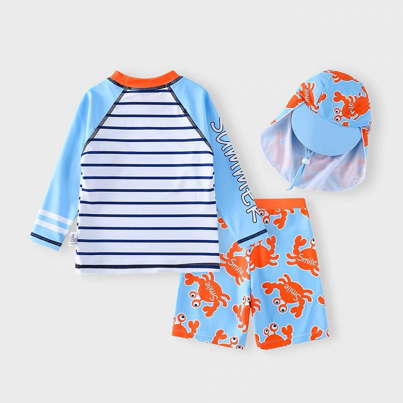 8-30kg Đồ bơi rời tay dài có kèm nón cho bé trai