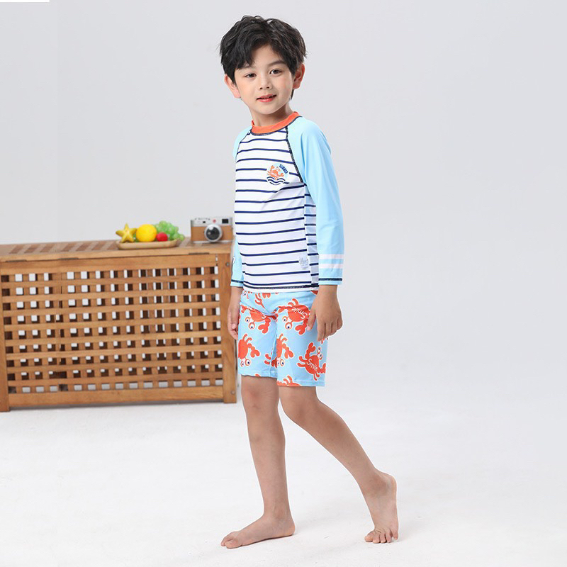 8-30kg Đồ bơi rời tay dài có kèm nón cho bé trai