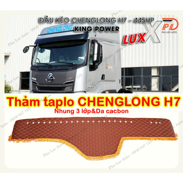Thảm lót taplo xe đầu kéo CHENGLONG H7 420HP 445HP 480HP loại nhung 3 lớp và da cabon dày đẹp