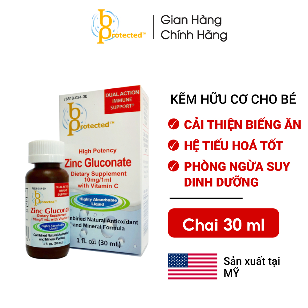 Siro Kẽm Hữu Cơ Cho Bé Bprotected Zinc Gluconate - Cải Thiện Biếng Ăn & Tăng Sức Đề Kháng Cho Trẻ
