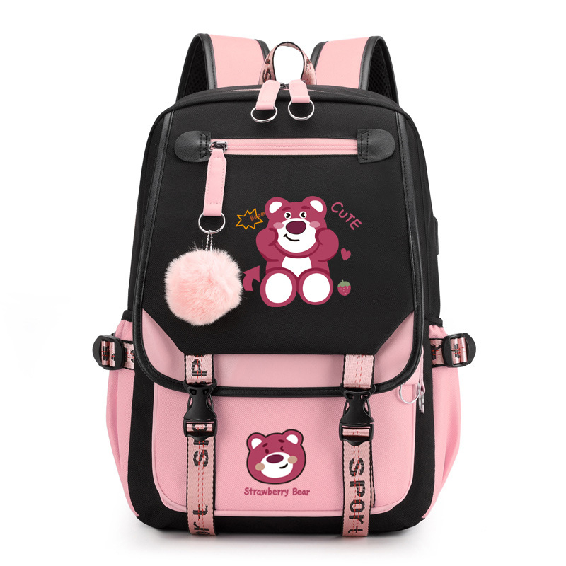 Gấu dâu Lotso Balo Cỡ Lớn Chống Thấm Nước Thoáng Khí In Hoạt Hình Toy Story Lotso Thời Trang Unisex Cá Tính 11