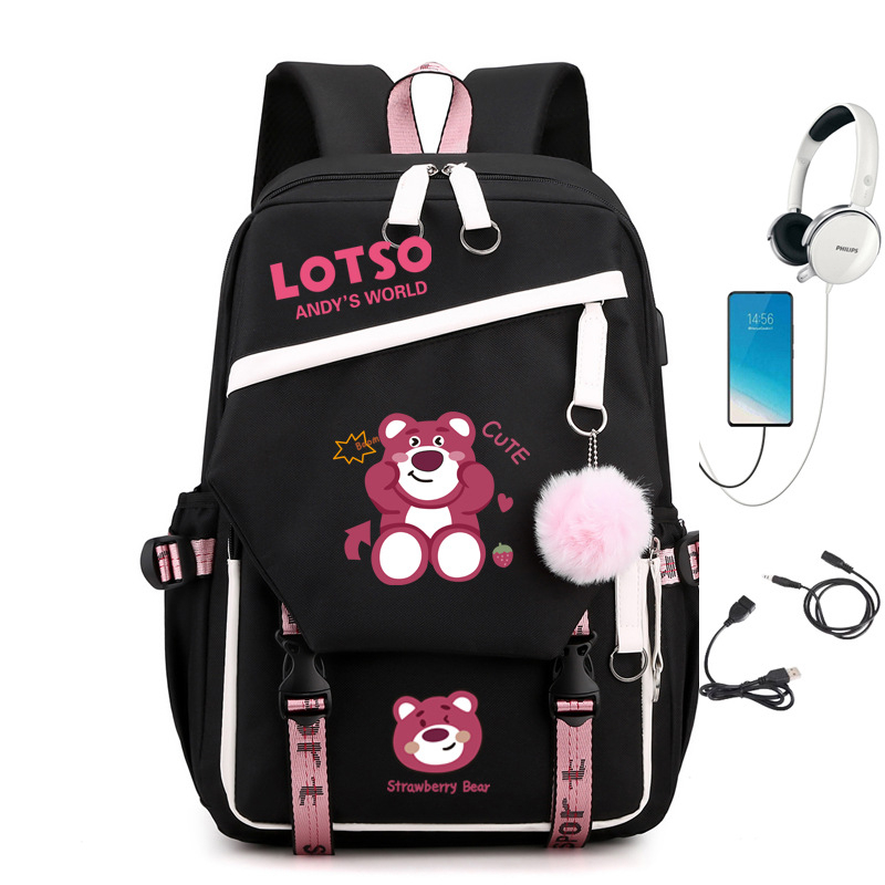 Gấu dâu Lotso Balo Cỡ Lớn Chống Thấm Nước Thoáng Khí In Hoạt Hình Toy Story Lotso Thời Trang Unisex Cá Tính 11