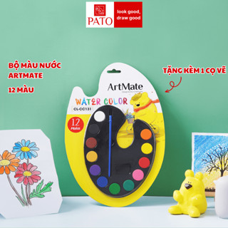  Bộ Màu Nước 12 Chiếc Kèm Cọ Vẽ Màu Sắc Nét Sinh Động Bám Giấy Tốt Khô Nhanh Tập Tô An Toàn Cho Bé CC131 