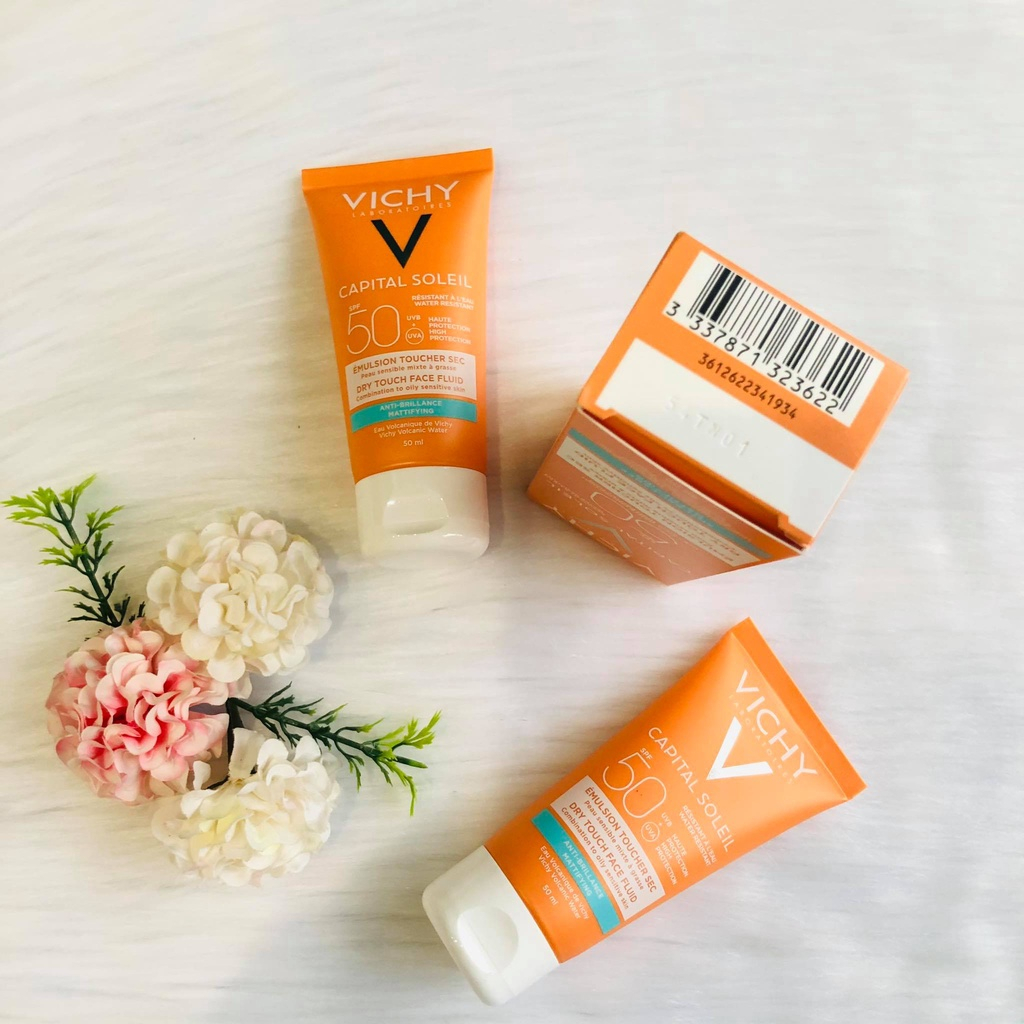 Kem Chống Nắng Vichy  Ideal Soleil 50ml SPF 50+ Giúp Nâng Tone Trắng Sáng Làn Da Giúp Da Đều Màu