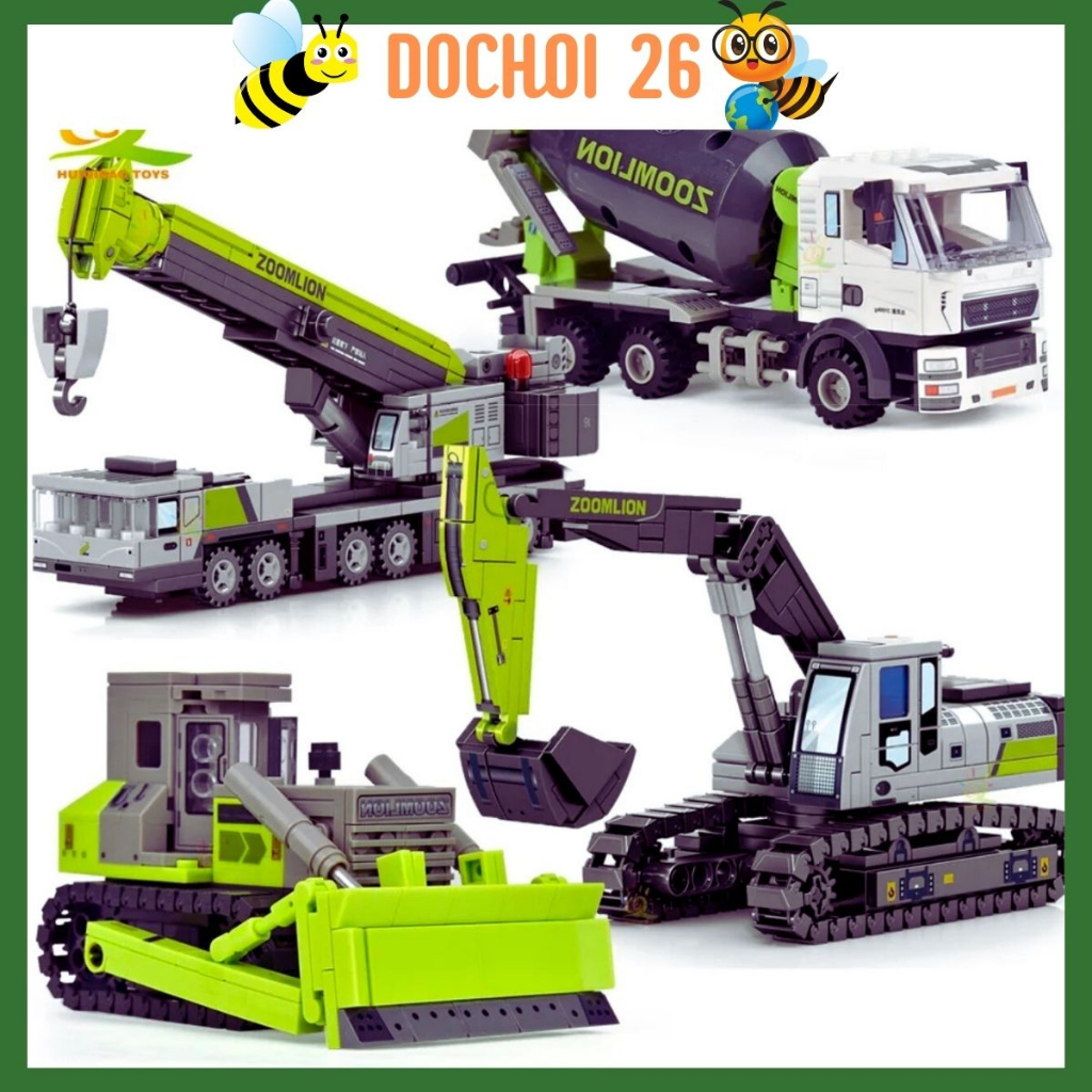 Lego công trình,Đồ Chơi Trẻ Em Lắp Ráp Xe Công Trình Dành Cho Bé;Đồ Chơi Lắp Ráp Xe Xây Dựng