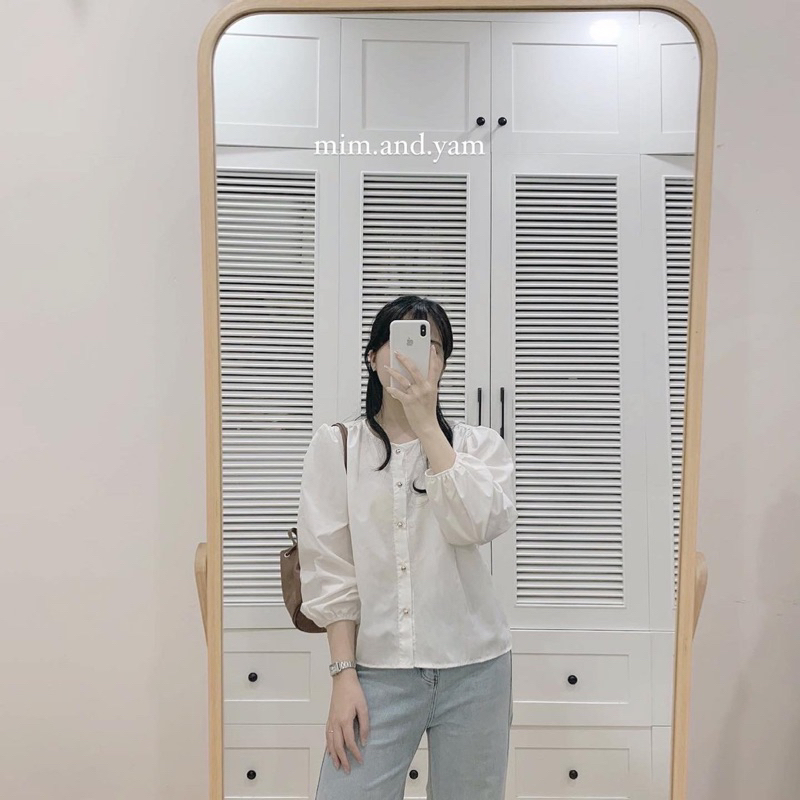 Áo thô trơn cúc tròn